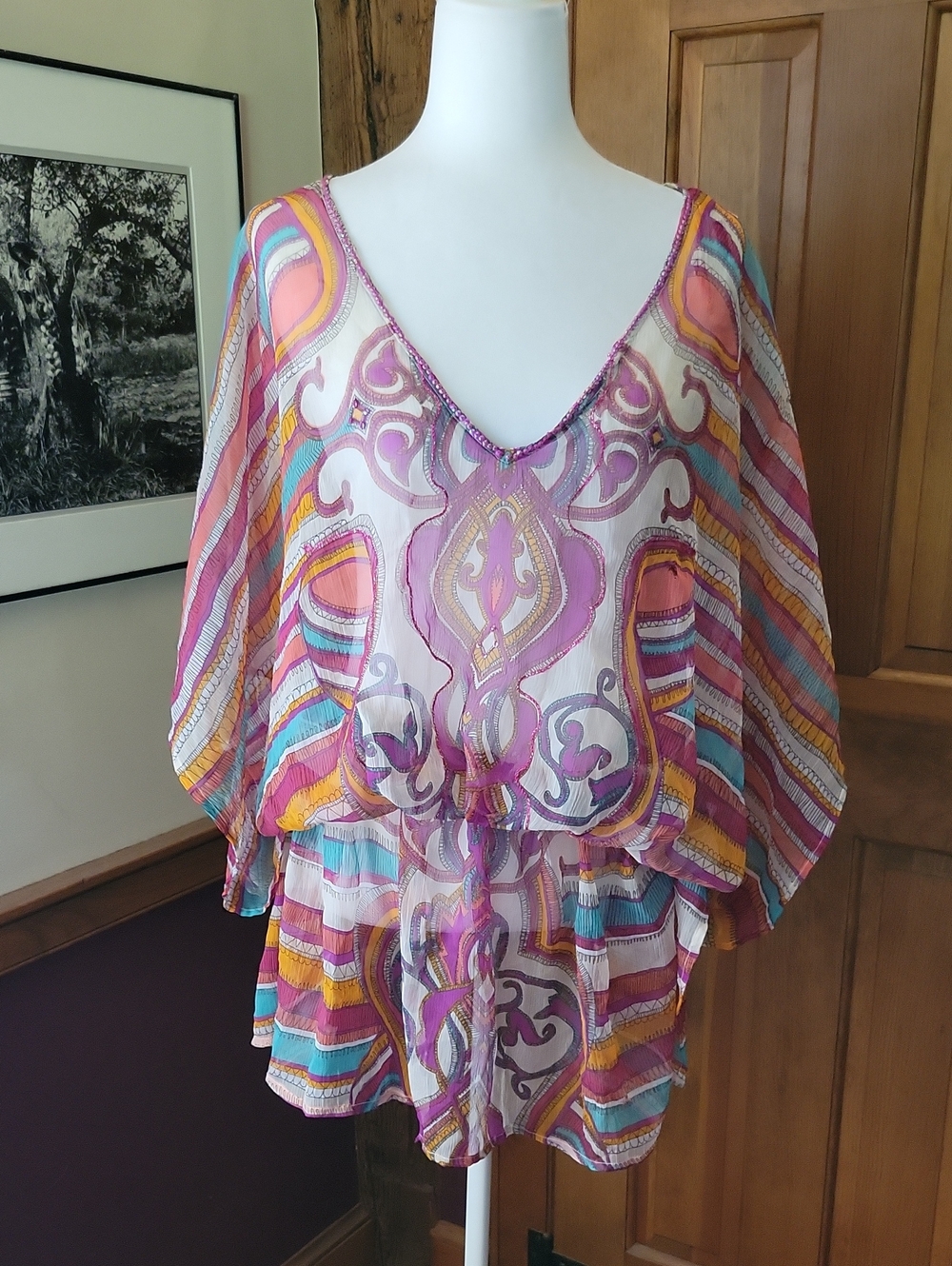 Multicolor Striped Boho Coverup Tunic